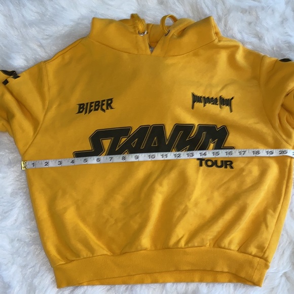 H&M x Justin Bieber Hoodie | Size Small | Yellow Graphic Sweatshirt - Picture 6 of 8
